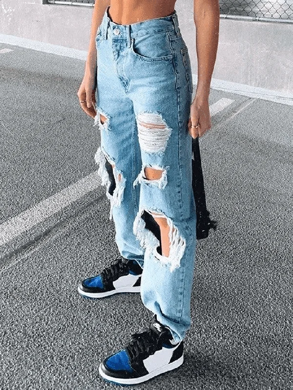 Belt Loops Jeans for Accessorizing -Ripped Boyfriend Jeans