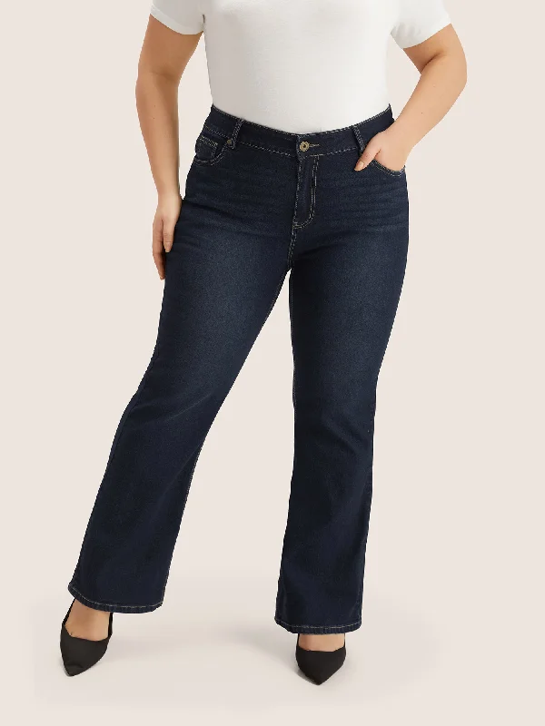 Fashion Jeans for Trendsetter -Plain Bootcut Pocket Zipper Fly Jeans