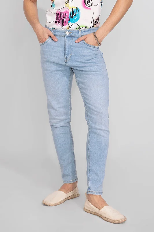 Metal Button Jeans for Classic -Theo Sky Blue Jeans