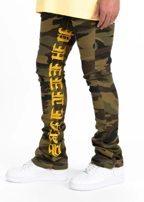 Dance Jeans for Movement -Pheelings “Against All Odds” Camo Flare Stacked Jeans