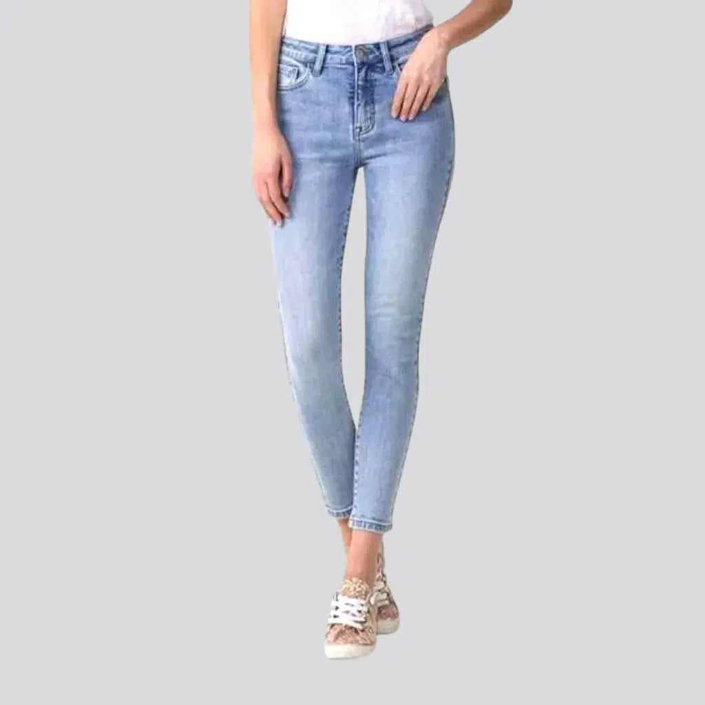 Zipper Fly Jeans for Convenience -Light-wash whiskered jeans