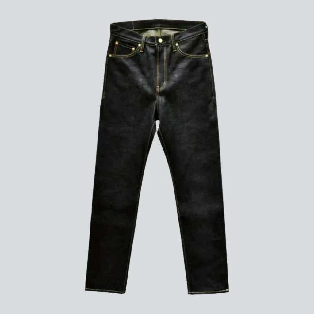 A-line Skirt Jeans for Grace -Slim raw self-edge jeans
 for men