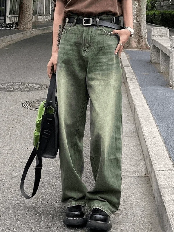 Ripped Jeans for Trendy Look -Vintage Green Wash Boyfriend Jeans