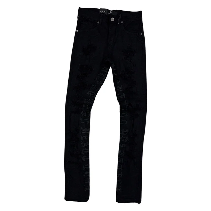 Khaki Jeans for Different -Focus Black Heartless Letter Jeans (3669)