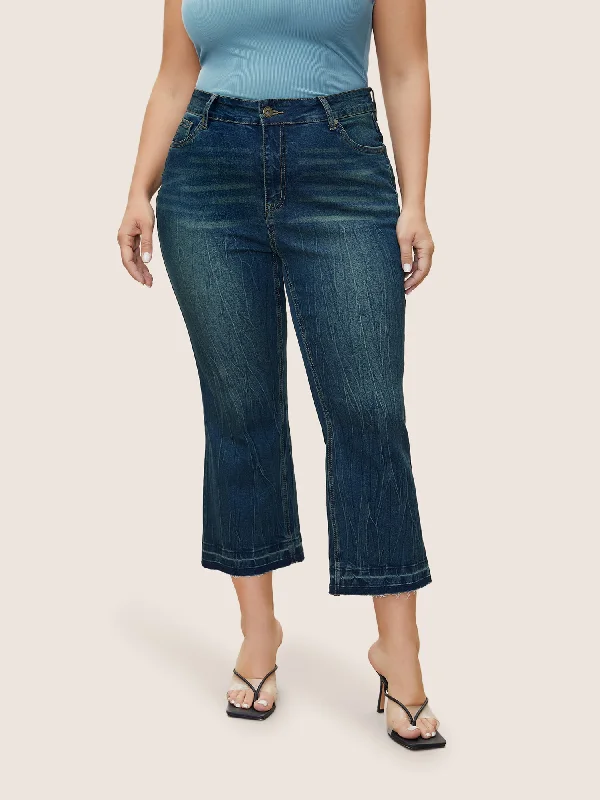 Flare Jeans for Retro Vibe -Flare Leg Cutoff Zipper Fly Jeans