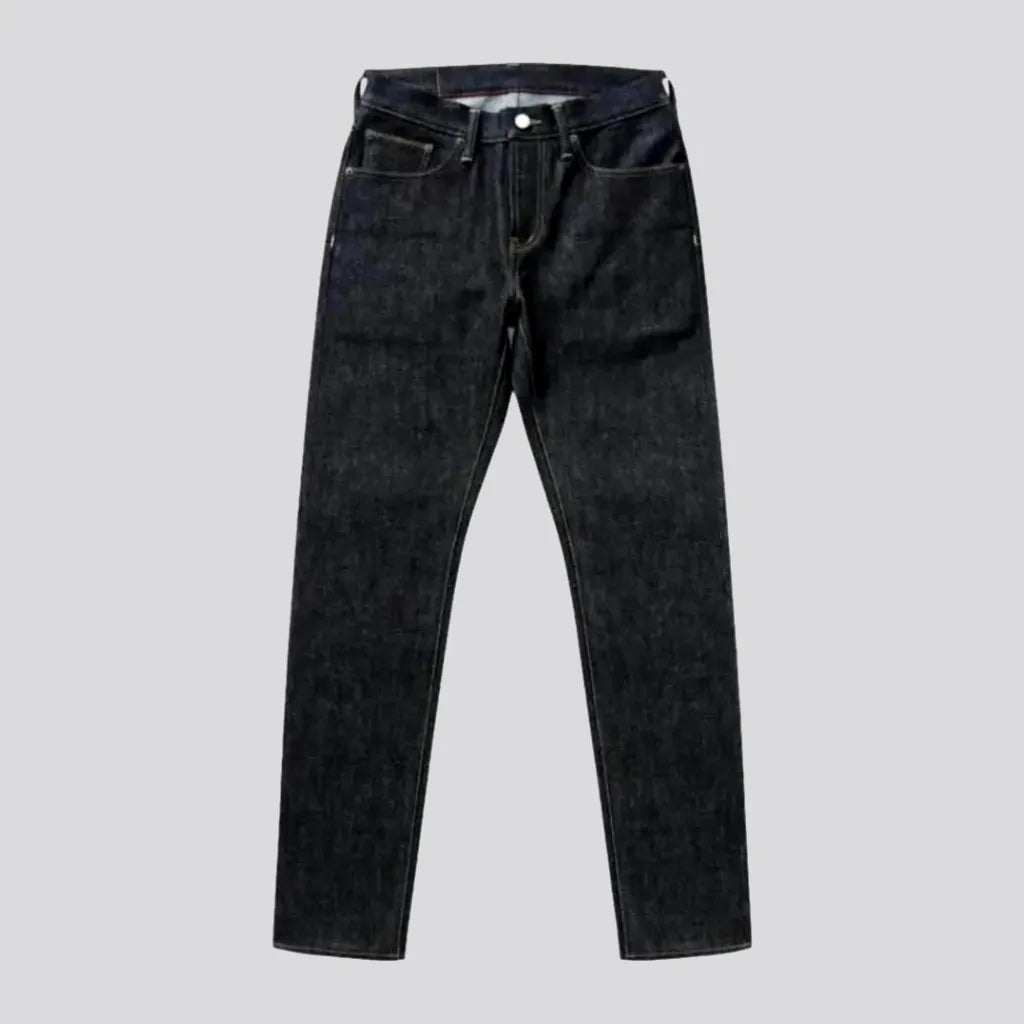 Wide Leg Jeans for Comfort -Mid rise selvedge men's jeans