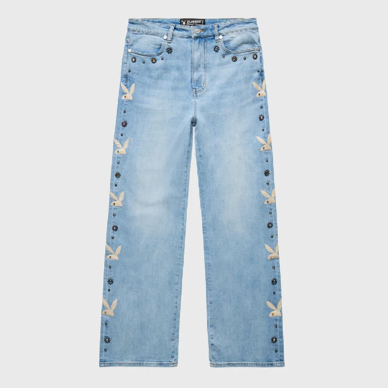 Gym Jeans for Workout -Homme Femme Blue Bunny Flare Jeans