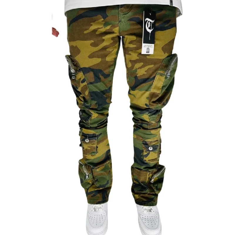 Shorts Jeans for Hot Days -TRNCHS Khurasan Camo Stacked Jeans