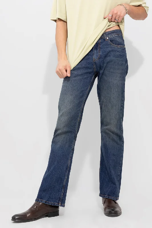 Flare Jeans for Retro Vibe -Epoch Grunge Blue Bootcut Jeans