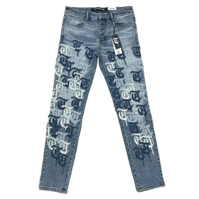 High Waisted Jeans for Shape -TRNCHS Blue Repetition Jeans