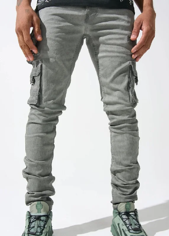 Stonewashed Jeans for Softness -Serenede “Timber Wolf” Cargo Jeans