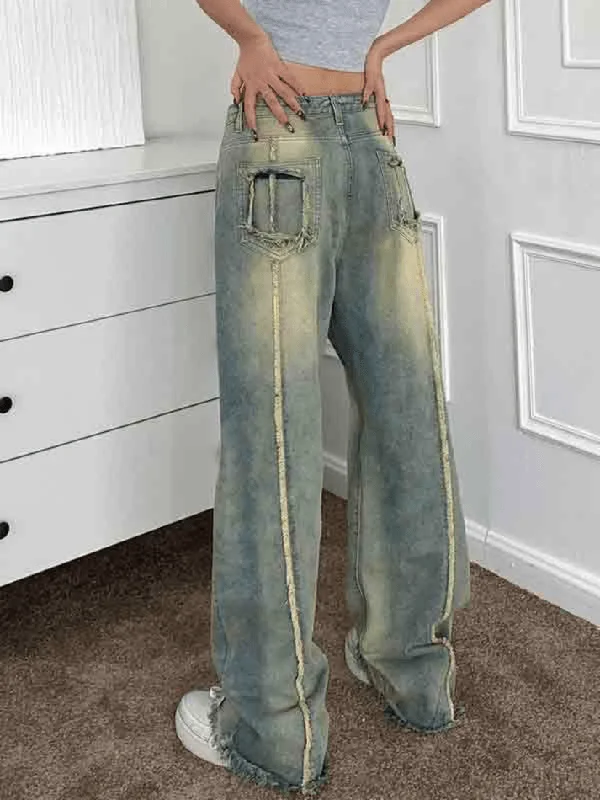 Ripped Jeans for Trendy Look -Vintage Embroidery Burr Loose Boyfriend Jeans