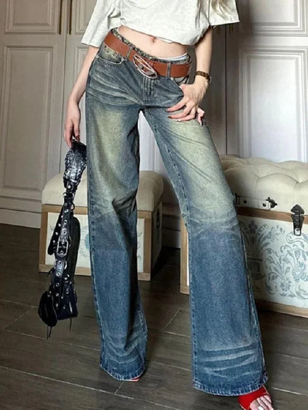 Denim Jeans for Durability -Vintage Wash Embroidery Boyfriend Jeans