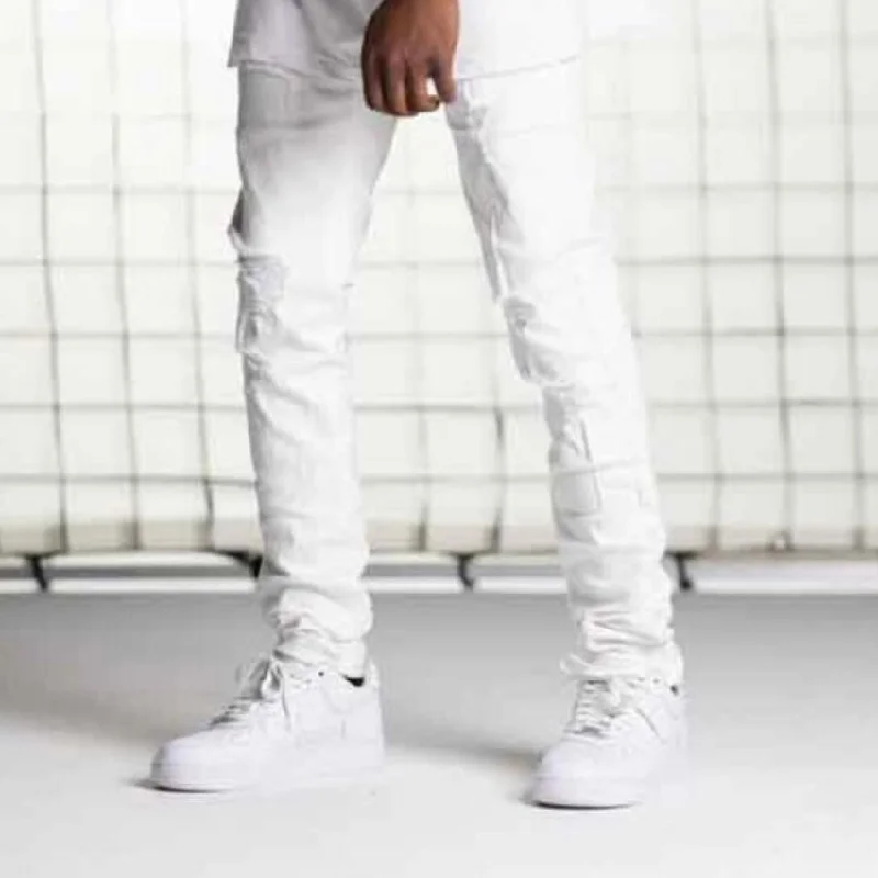 Painted Back Pocket Jeans for Artistic -Pheelings “At First Glance” White Skinny Jeans