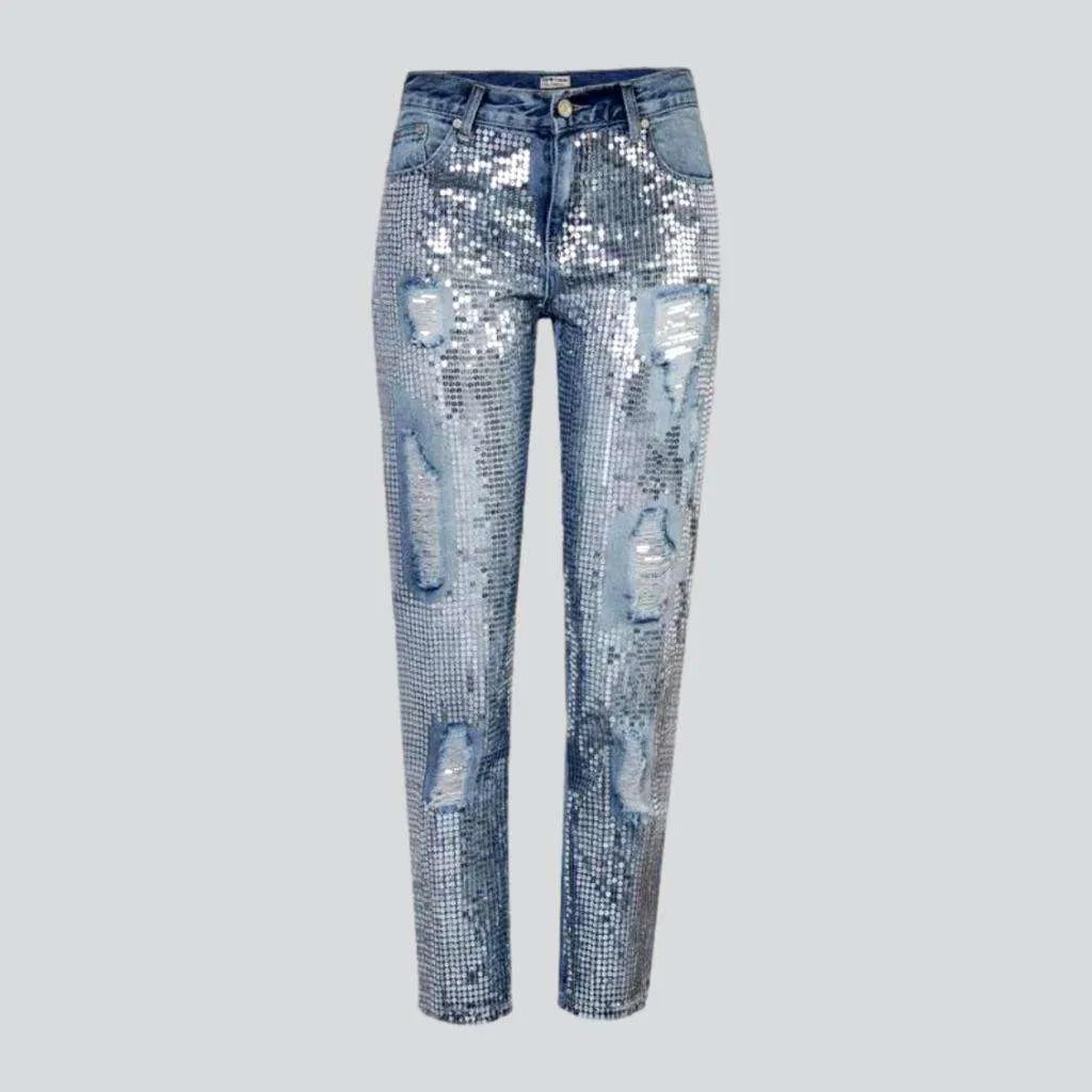 Skinny Jeans for Slim Fit -Embellished mid-waist jeans
 for ladies