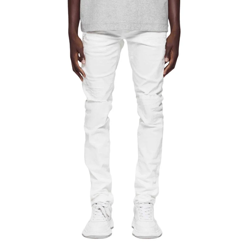 Camping Jeans for Wilderness -Purple Brand Destroy White Jeans