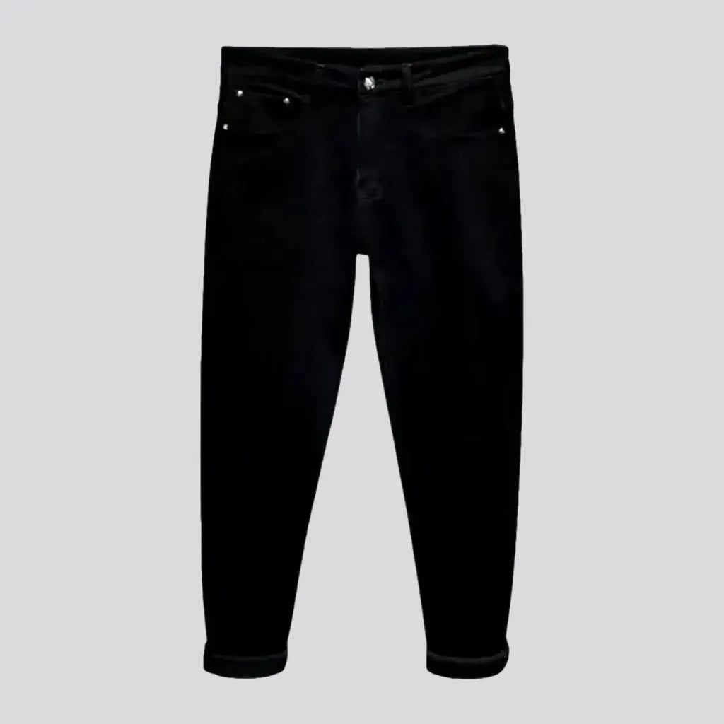 Shorts Jeans for Hot Days -Tapered deep black fashion men's jeans