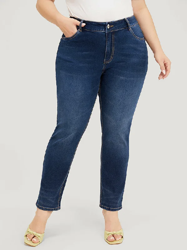 Casual Friday Jeans for Relaxed -Very Stretchy High Rise Dark Wash Vintage Full Jeans