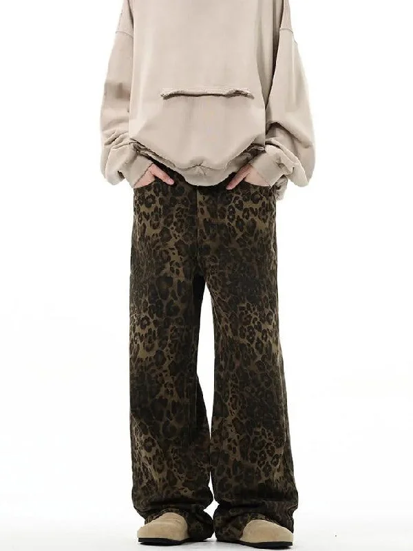 Back Pocket Jeans for Design -Leopard Print Straight Leg Jeans