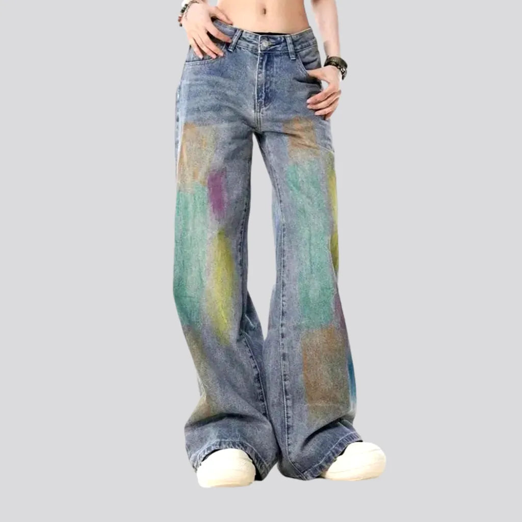 Work Jeans for Tough Jobs -Baggy fit lined printed jeans for women