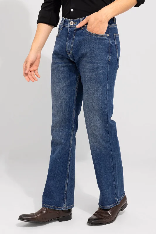 Travel Jeans for On-the-go -Spunky Blue Washed Bootcut Jeans