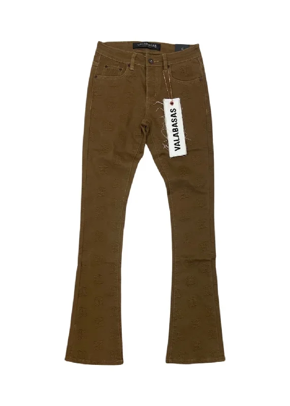 Christmas Jeans for Seasonal -Valabasas “Frith” Brown Stacked Flare Jeans