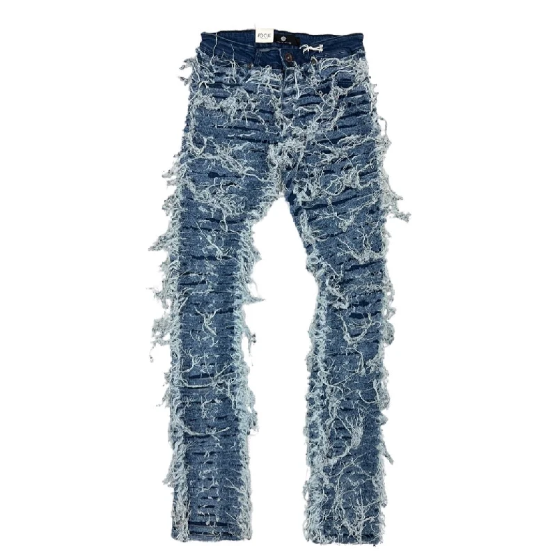 Tapered Jeans for Modern -Focus Ripped Dark Stacked Jeans (3496)