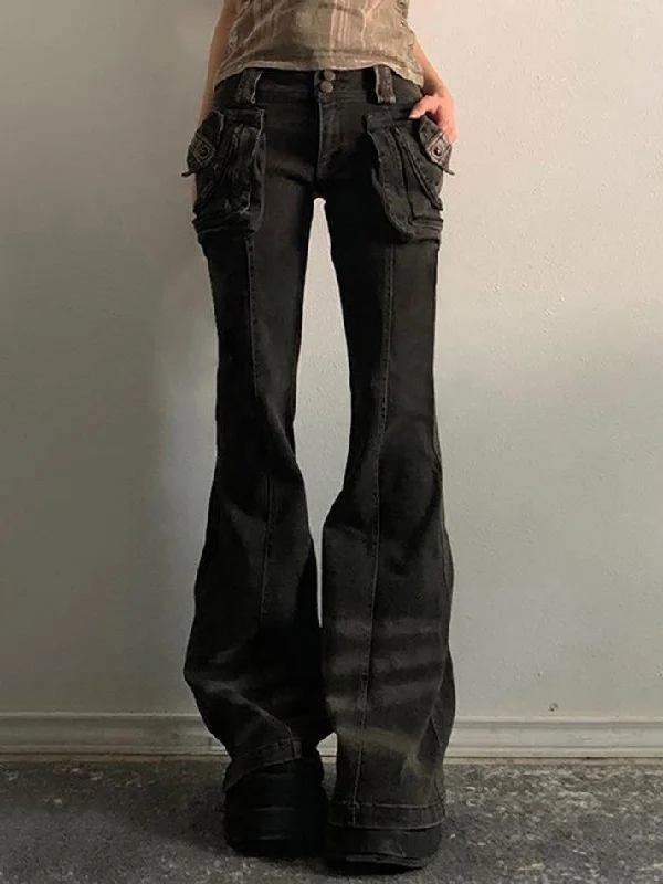 Hunting Jeans for Woods -Vintage Y2K 3D Pocket Flared Jeans