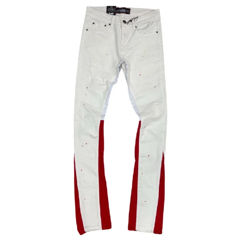 Wrap Skirt Jeans for Versatile -Denimicity Red/White Stacked Jeans