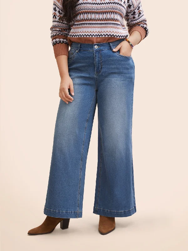 Party Jeans for Night Out -Stretch Denim Wide Leg Cut Jeans