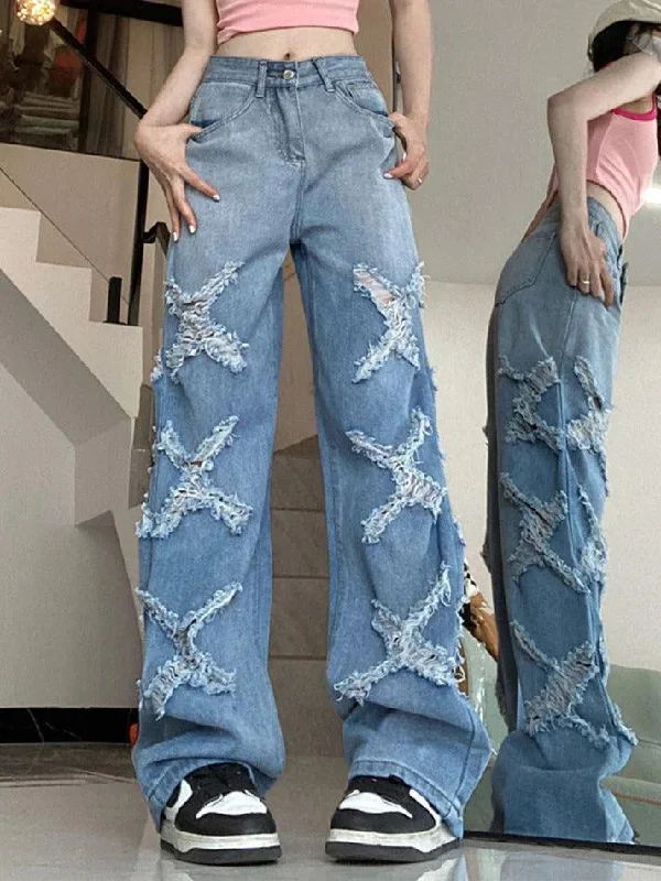 Raw Denim Jeans for Authentic -Vintage High Rise Ripped Boyfriend Jeans