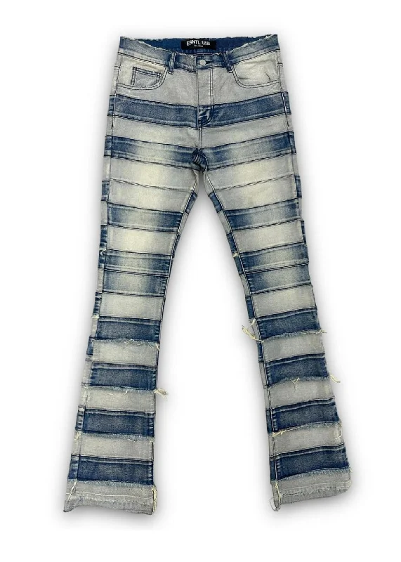 Button Fly Jeans for Traditional -ESNTL Lab “Repeat” Light Wash Stacked Jeans