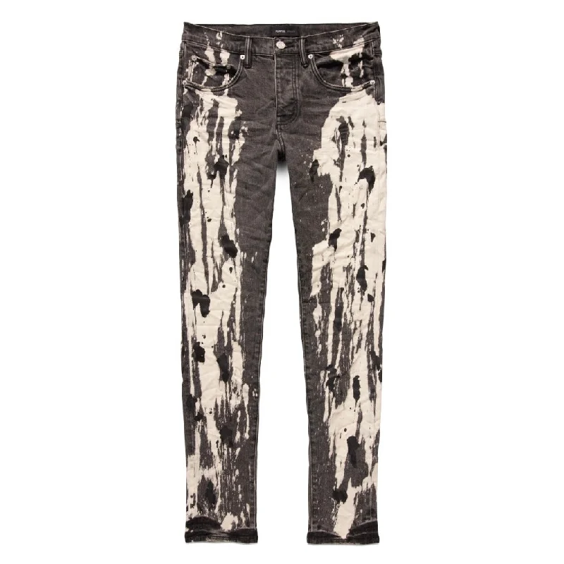 Tapered Jeans for Modern -Purple Brand Black Spill Bleach Jeans