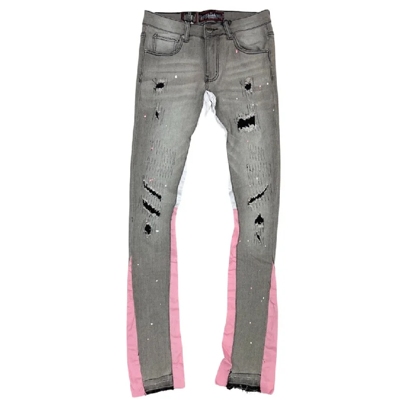 Mini Skirt Jeans for Flirty -Denimicity Pink Stacked Jeans