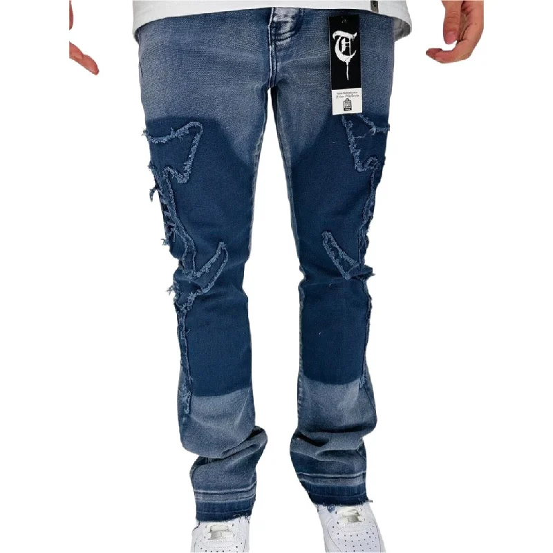 Mini Shorts Jeans for Youthful -TRNCHS Navy Canvas Stacked Jeans