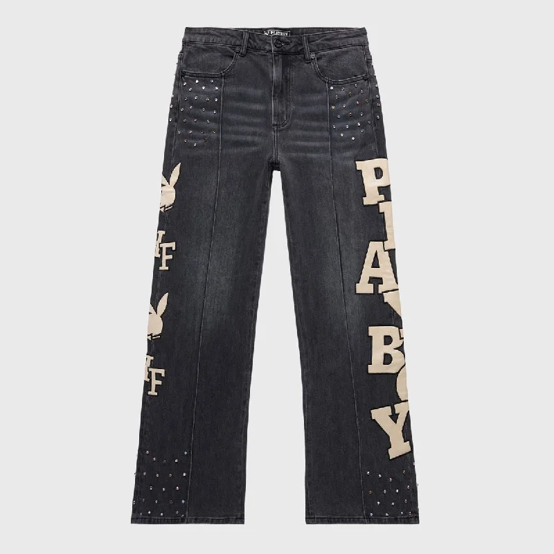 Outdoor Jeans for Adventures -Homme Femme Black Playboy Flare Jeans