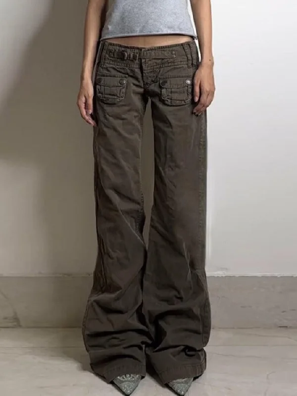 Outdoor Jeans for Adventures -Hot Girl Pleated Design Cargo Jeans