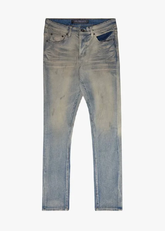 Button Fly Jeans for Traditional -Valabasas “Mr. Flex” Light Vintage Skinny Jeans