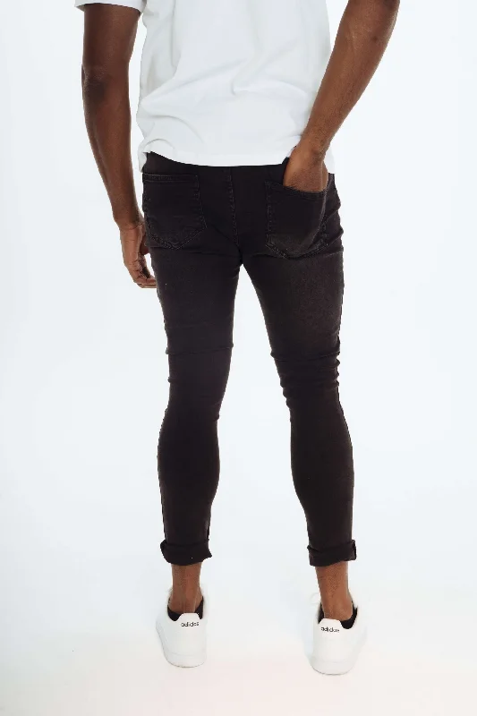 Designer Jeans for Luxury -Monde D'or Mens Black Skinny Jeans