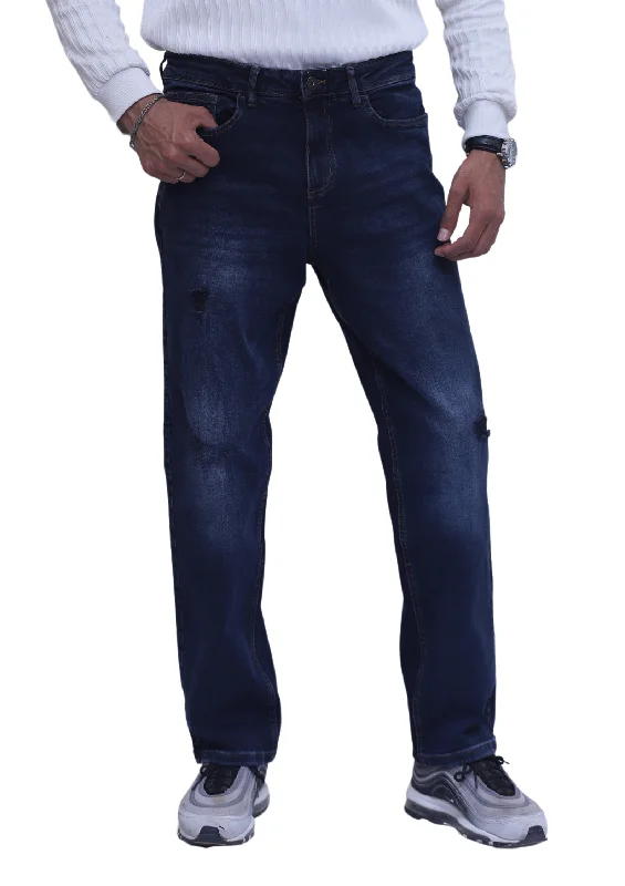 Stonewashed Jeans for Softness -Straight Fit Ripped Jeans-GALACTIC