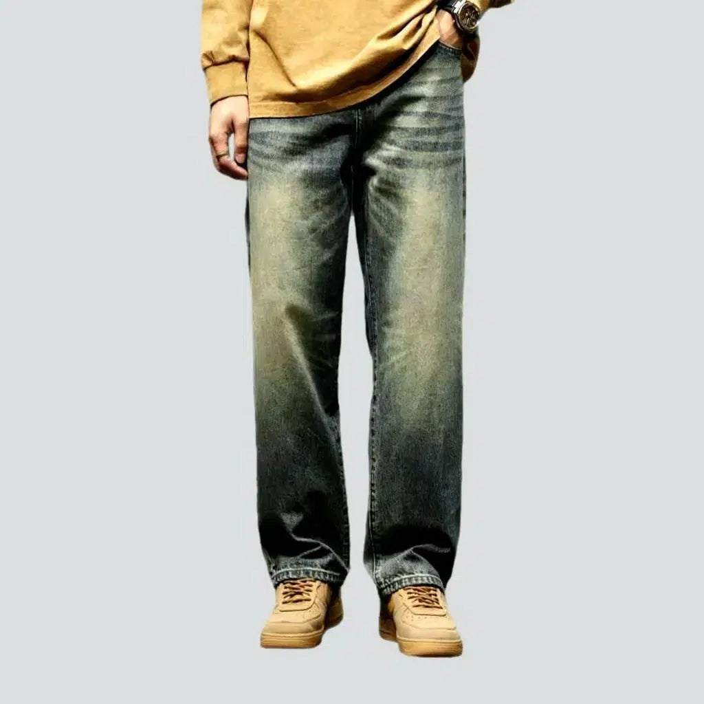 Acid Wash Jeans for Vintage -Y2k men's yellow-cast jeans