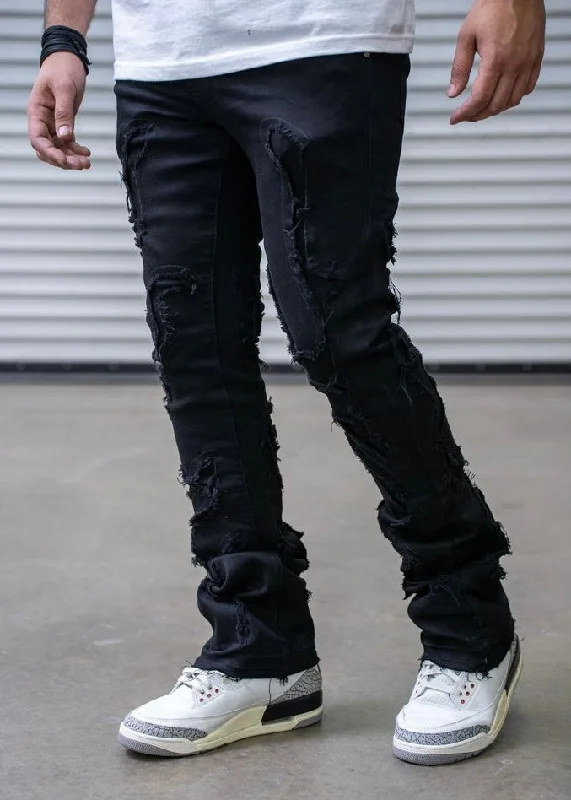 Denim Jeans for Durability -Reelistik Persistence Black Stacked Jeans (RST5030-4)