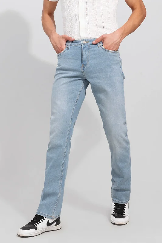 Embroidered Jeans for Detail -Jazz Blue Straight Fit Jeans