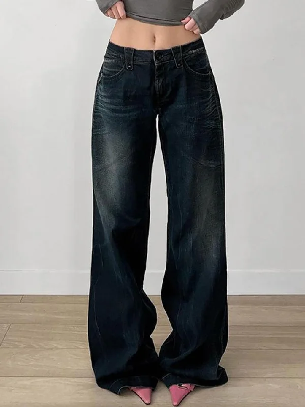 Mother's Day Jeans for Gift -Vintage Basic Low-Rise Loose Jeans