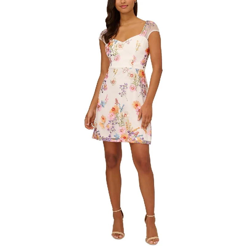 Beaded Party Dress for Luxurious Look -Adrianna Papell Womens Floral Embroidered Cocktail And Party Dress