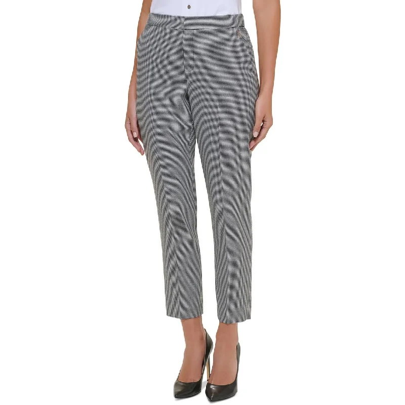 Tapered tight trousers for women with ankle-length fit and minimalist style -Tommy Hilfiger Womens High Rise Houndstooth Ankle Pants