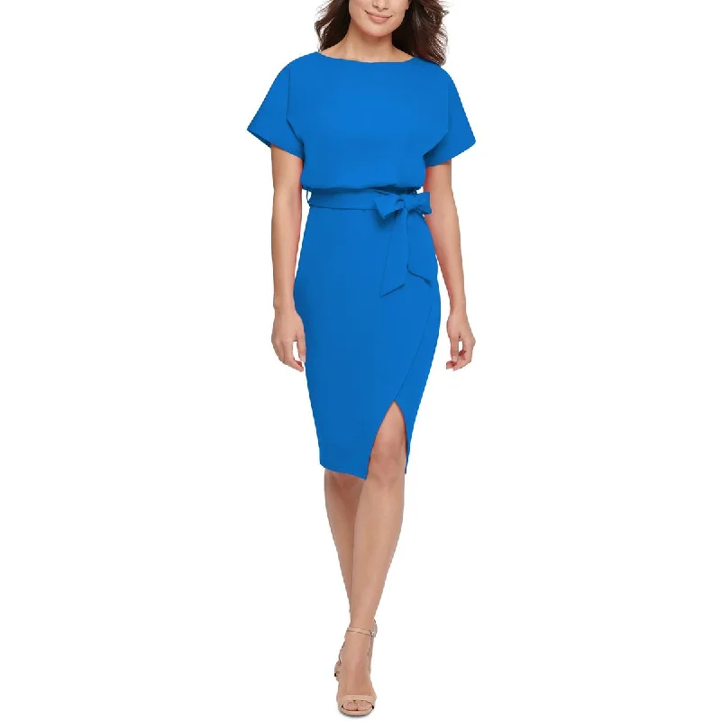 Party Dress with Pockets for Practical -Kensie Womens Blouson Belted Cocktail and Party Dress