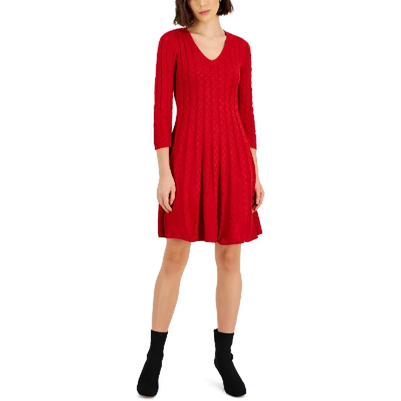 Mini Dresses for Youthful Look -Jessica Howard Womens Cable Knit Mini Sweaterdress