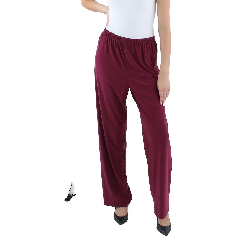 Tight trousers for women with leather accents and modern, bold design -R&M Richards Womens Solid  Dress Pants