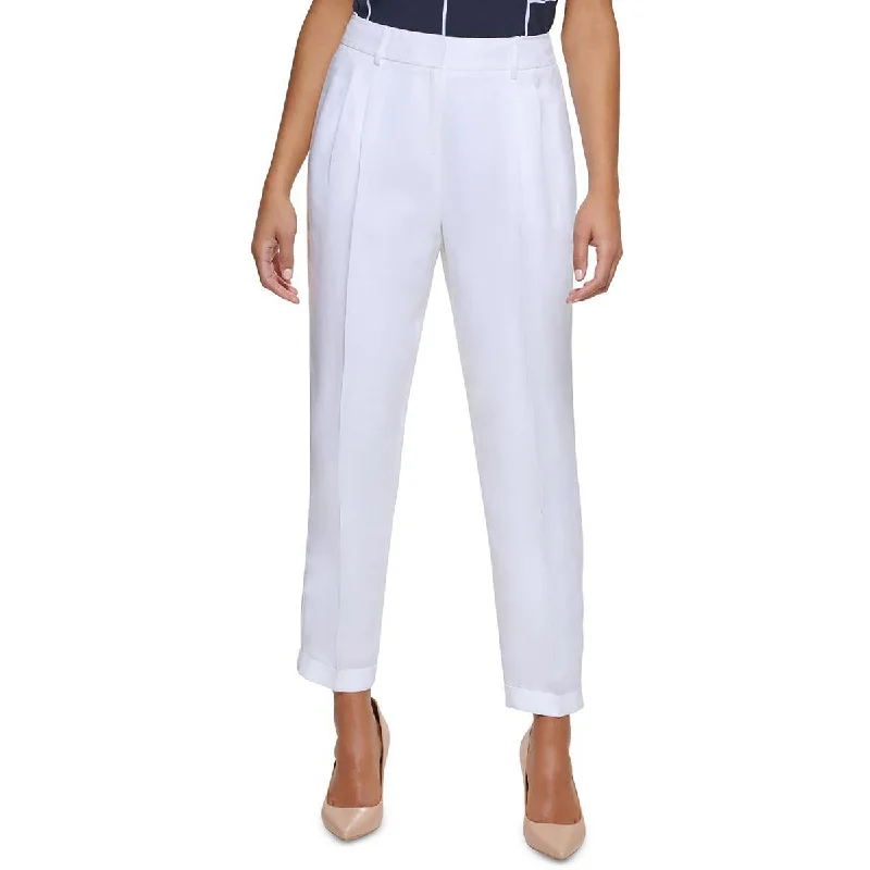 Denim tight trousers for women with skinny fit and timeless blue wash -Calvin Klein Womens Petites Linen Blend Slim Leg Ankle Pants